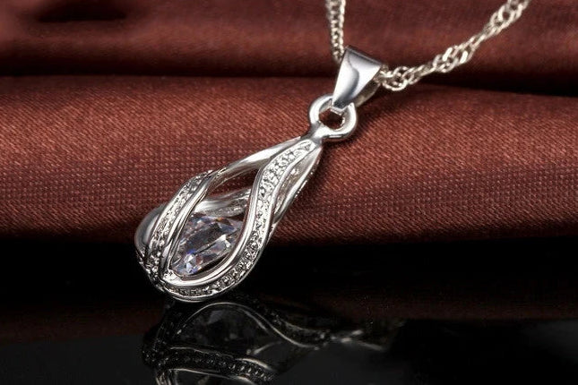 Teardrop Cubic Zirconia Necklace & Earring Set