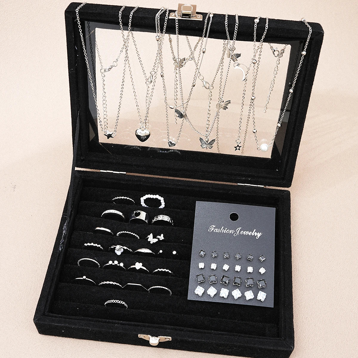 51-Piece Silver-Tone Jewelry Set – Necklaces, Earrings & Rings