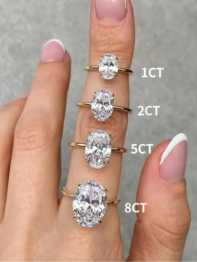 Oval Zircon Ring in 925 Sterling Silver