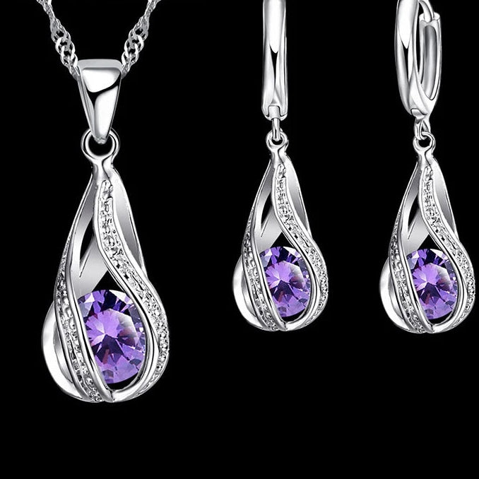 Teardrop Cubic Zirconia Necklace & Earring Set