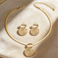 Gold-Tone Spiral Disc Necklace & Earring Set