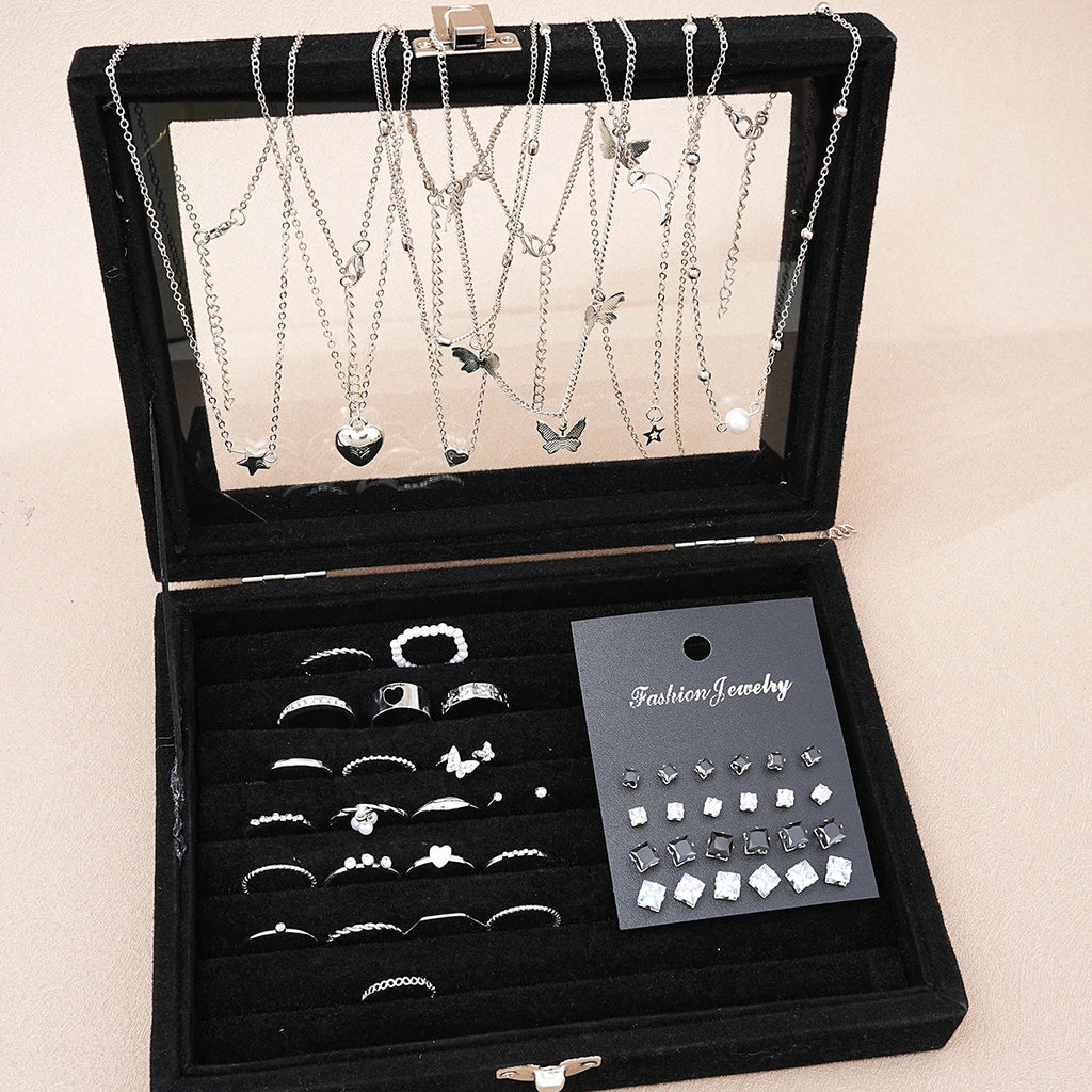 51-Piece Silver-Tone Jewelry Set – Necklaces, Earrings & Rings