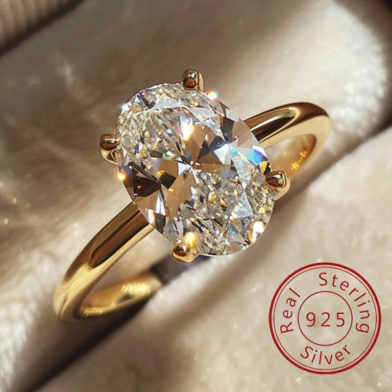 Oval Zircon Ring in 925 Sterling Silver