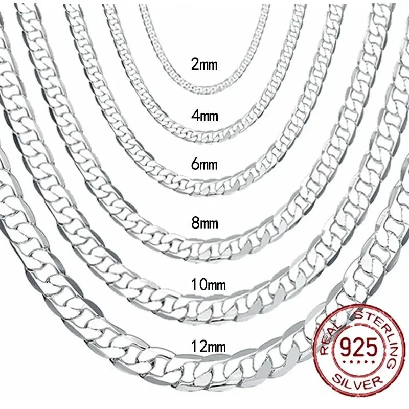925 Sterling Silver Chain Necklace – Multiple Styles & Widths