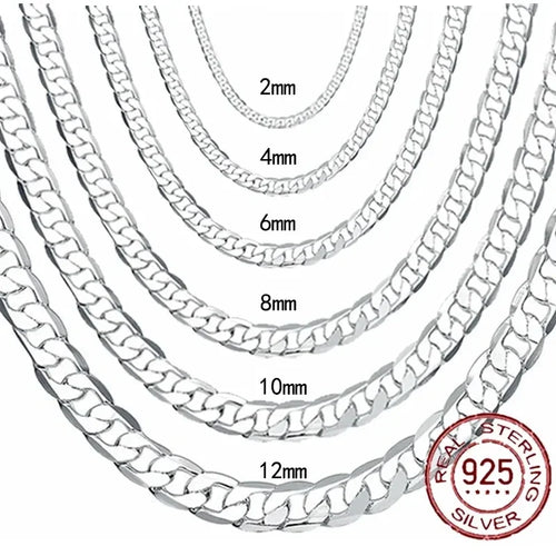 925 Sterling Silver Chain Necklace – Multiple Styles & Widths