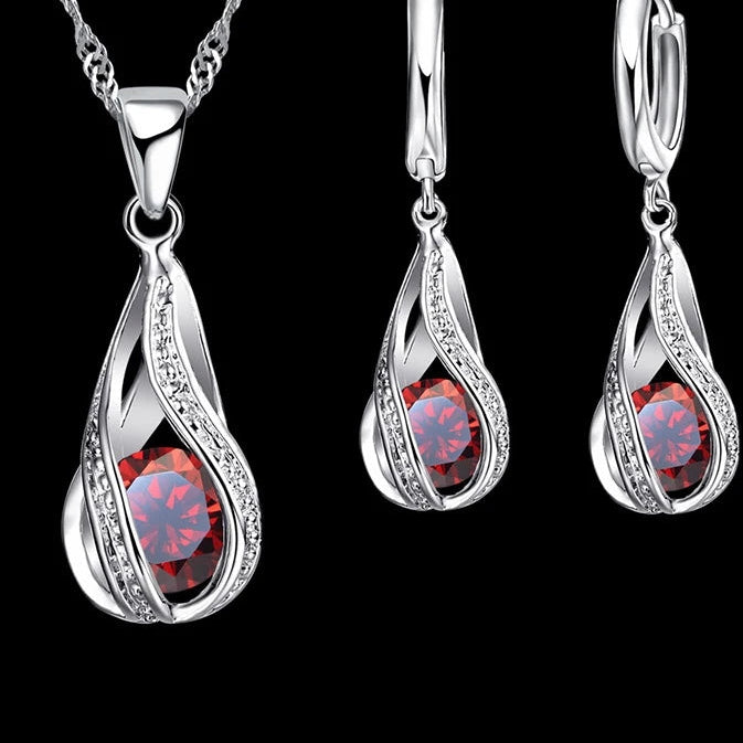Teardrop Cubic Zirconia Necklace & Earring Set