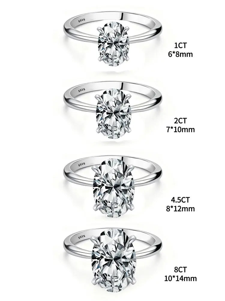 Oval Zircon Ring in 925 Sterling Silver