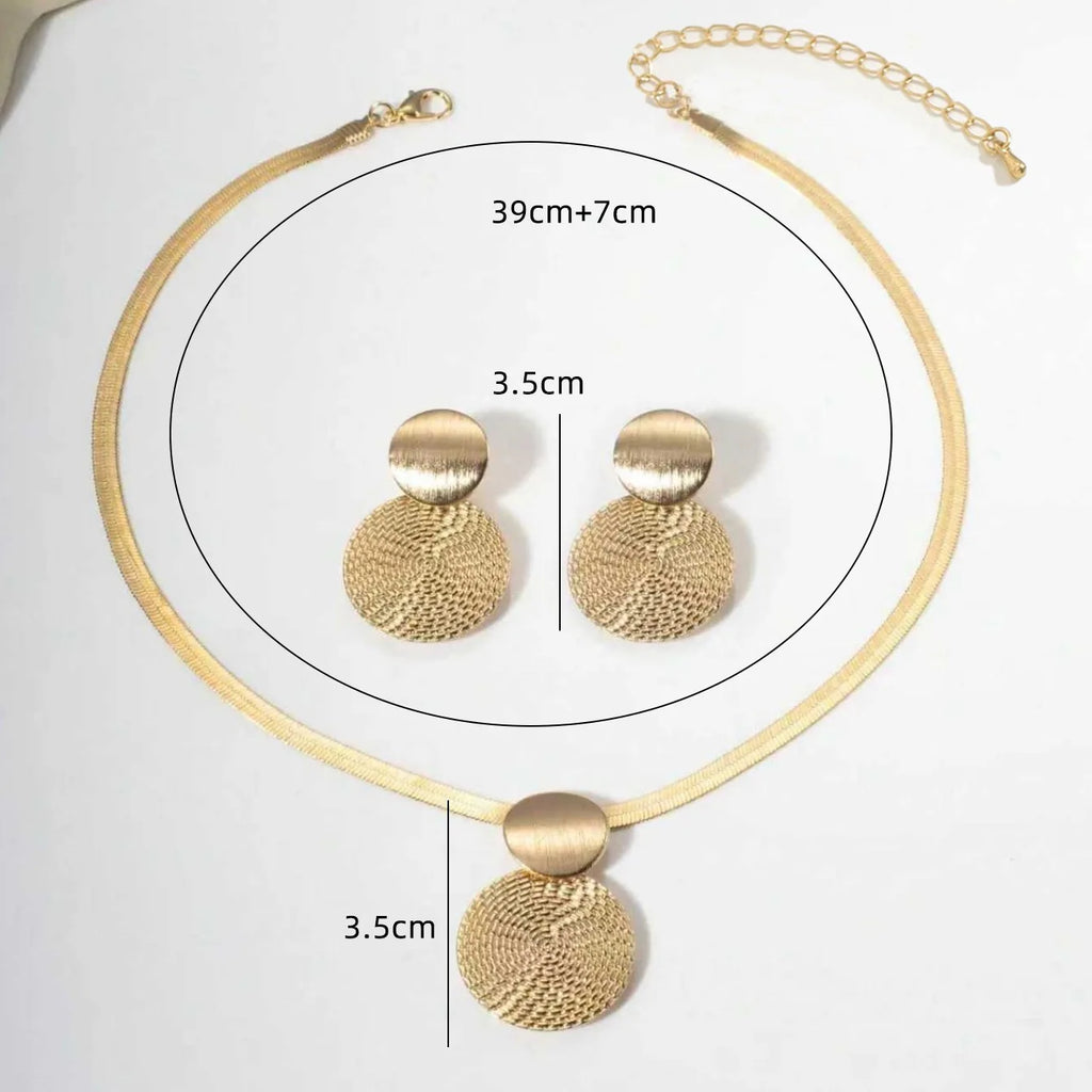 Gold-Tone Spiral Disc Necklace & Earring Set