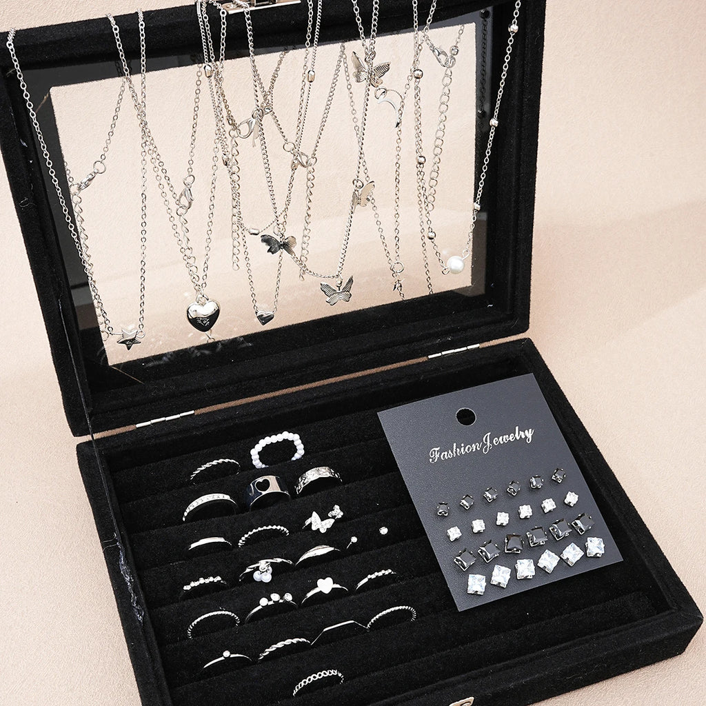 51-Piece Silver-Tone Jewelry Set – Necklaces, Earrings & Rings