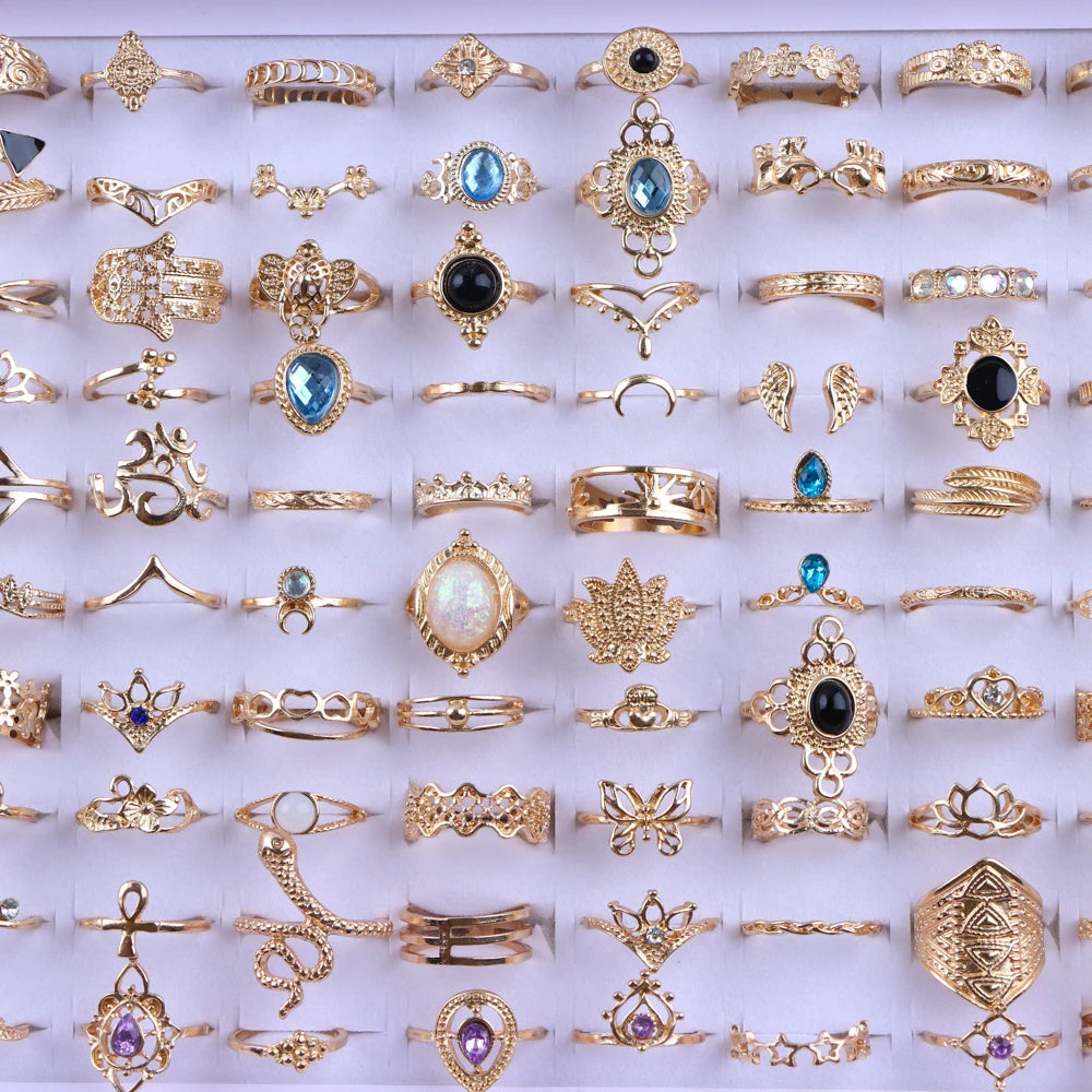 Vintage Bohemian Ring Set – 20 Pieces