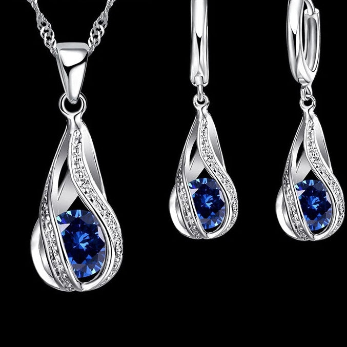 Teardrop Cubic Zirconia Necklace & Earring Set