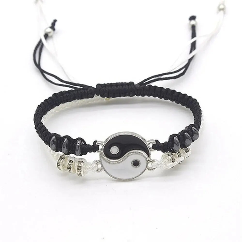 Black & White Tai Chi Couple Bracelets – Set of 2