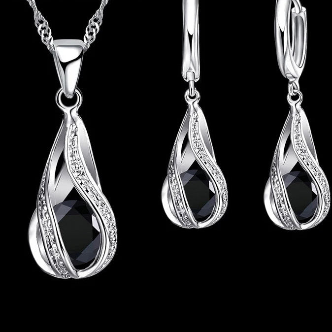 Teardrop Cubic Zirconia Necklace & Earring Set